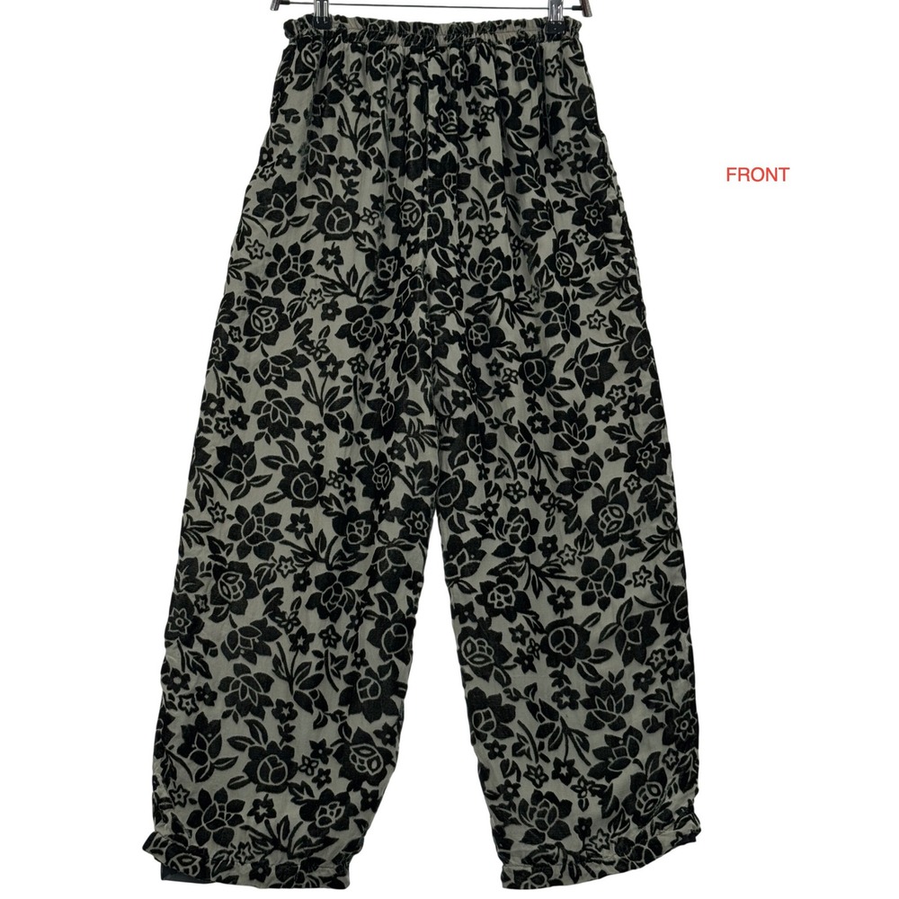 Womens Wide Leg Burnout Velvet Pants SM Green Fariycore Boho Pull On Wide Sheer